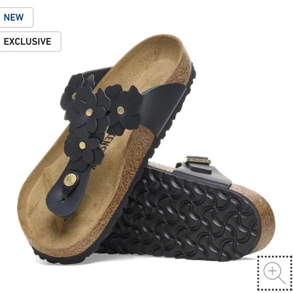 Birkenstock Women's Black Floral Sandals - Picture 1 of 9